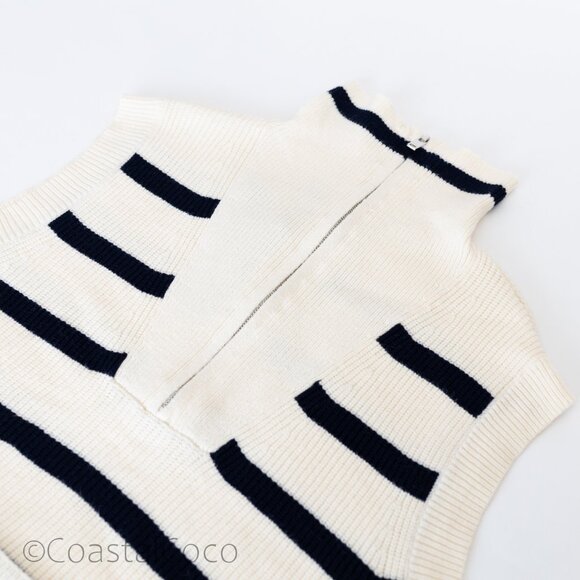 Oliver.O Anthropologie Striped Zipper Sweater Vest XL Top Coastal Nautical Golf - Picture 8 of 12